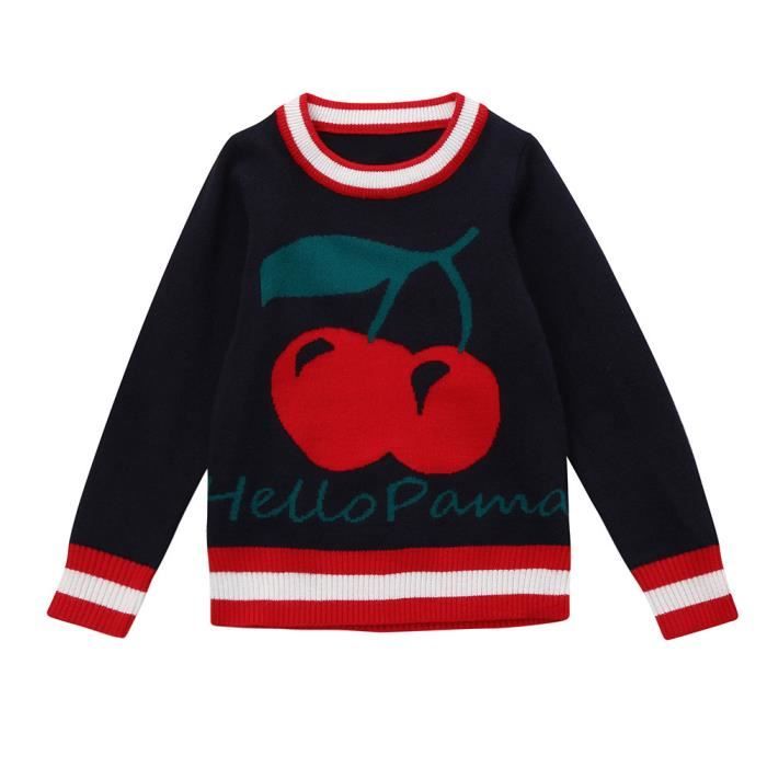 Enfant En Bas Age Filles Enfant Bebe Cerise Pull En Tricot Overs Manteau Chaud Vetements D Exterieur Marine Yjjny11 Marine Cdiscount Pret A Porter