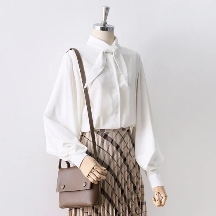 Chemisier Chic de Style Lolita pour Femme,Chemise Noire et Blanche