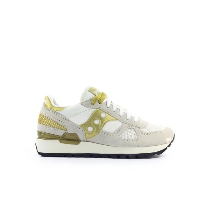 Saucony Baskets Femme - SAUCONY - Shadow Blanc Or - Cuir et Nylon - Lacets
