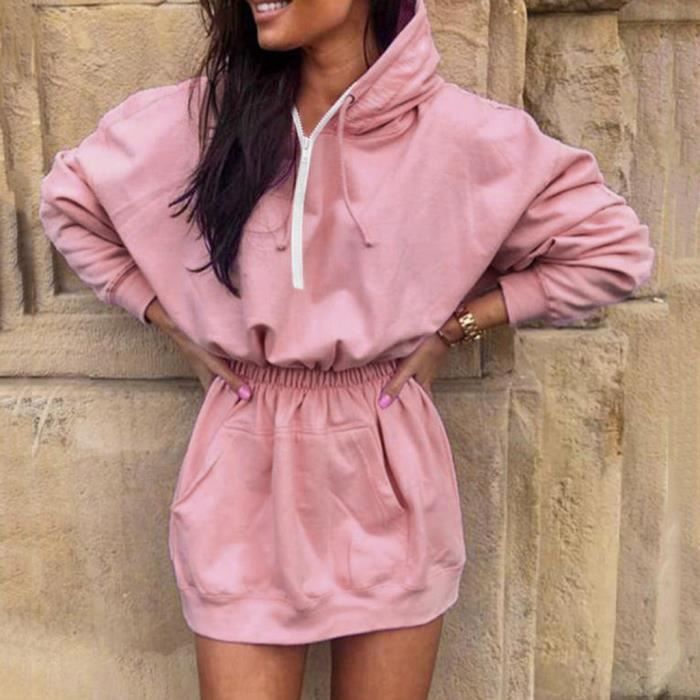 Robe À Capuche Dentelle Incrustation Décontractée