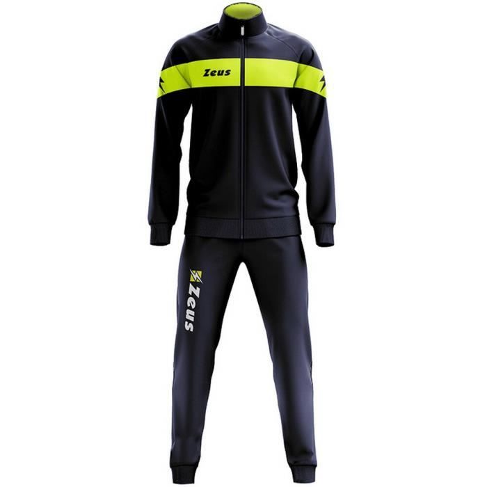 Jogging Homme Grande Taille Zeus Bleu Marine et Jaune Fluo - Respirant - Manches Longues - Multisport