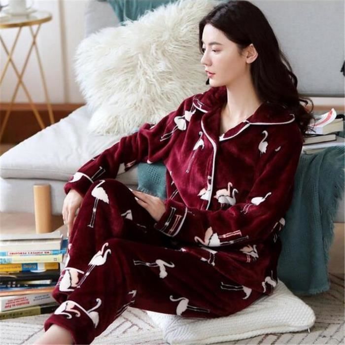 Pyjama flanelle femme - d'hiver 2 pièces pour - F56GD4 4 - Cdiscount  Prêt-à-Porter