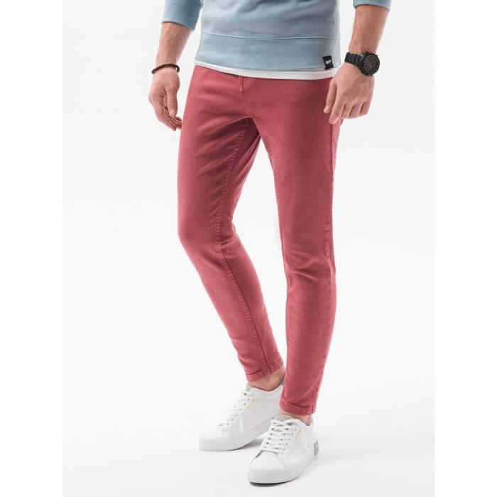 Pantalon en jean slim fit pour homme OMBRE Rouge Coupe droite Rouge Cdiscount Pret a Porter