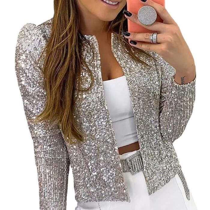 Veste courte on sale argentée femme