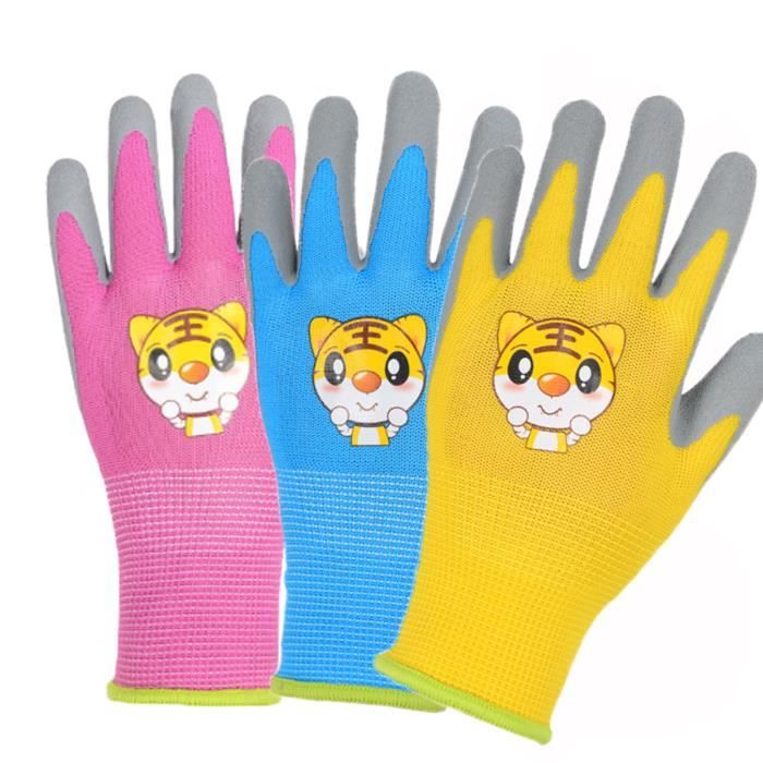 Gants De Jardinage Pour Enfants, Lot De 3 Paires, Couleurs