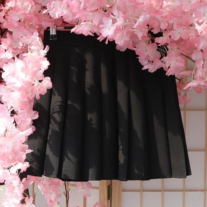 Jupe Tendance Pour Femmes, Taille Haute, Plissée, Couleur Unie