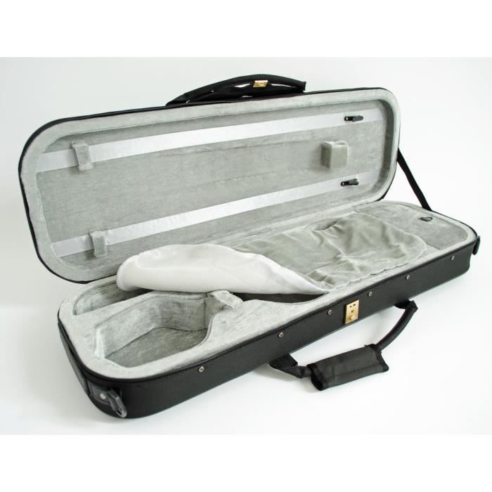 Étui Violon 4/4 Fibre De Verre Rectangulaire - Solide Léger Noir Avec Sac à Dos