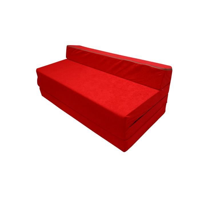 Matelas pliant sofa 200x120x10 cm pour adultes et enfants - NATALIA SPZOO - Rouge - Ferme - 120 x 200 cm - Mousse polyuréthane