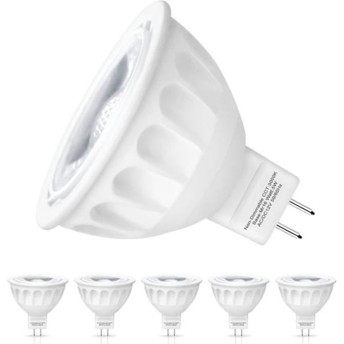 netboat gu5.3 mr16 led ampoule 5w, blanc froid 6000k led lampe bulb, 12v led spot, l'angle d'émission de 40°, lot de 6