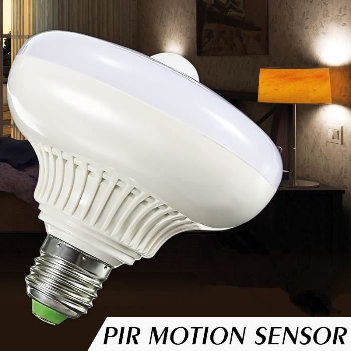 U E27 PIR Ampoule LED 12W Detecteur de Mouvement 24smd 120 degrés Blanc