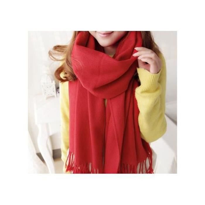 Écharpe Femme Grand Châle Enveloppant - Motif Floral Rouge Et Jaune - Taille Unique