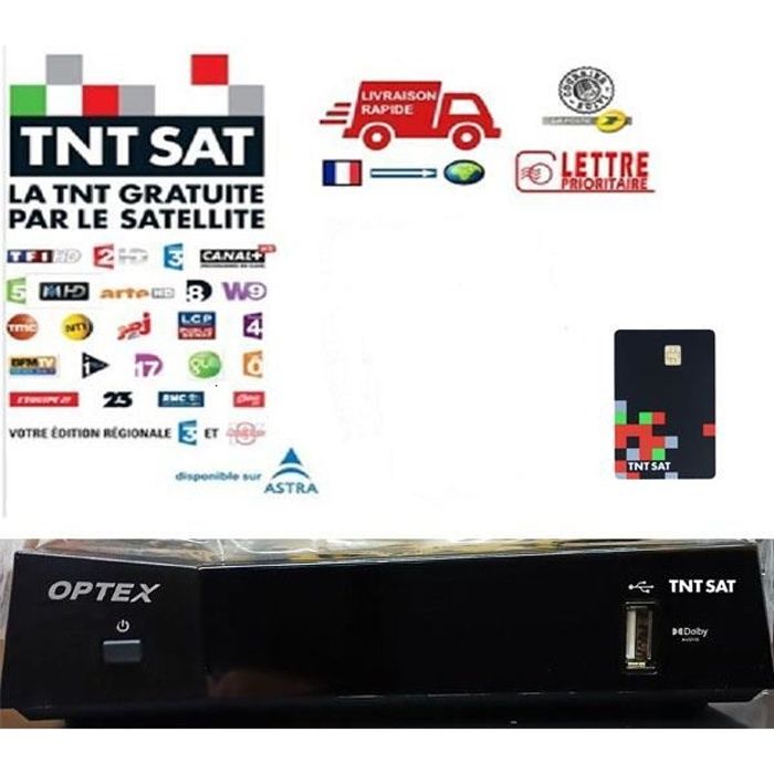 RECEPTEUR TNT PAR SATELLITE TNTSAT OPTEX ORS 9990-HD + CARTE TNTSAT VALABLE  4 ANS - Cdiscount TV Son Photo
