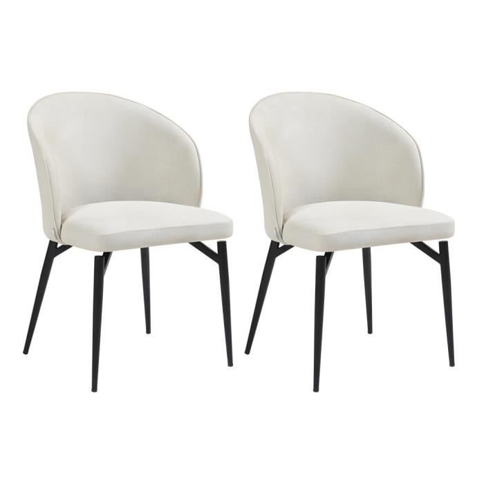 Lot de 2 chaises en tissu et métal - Crème - GILONA de Pascal MORABITO