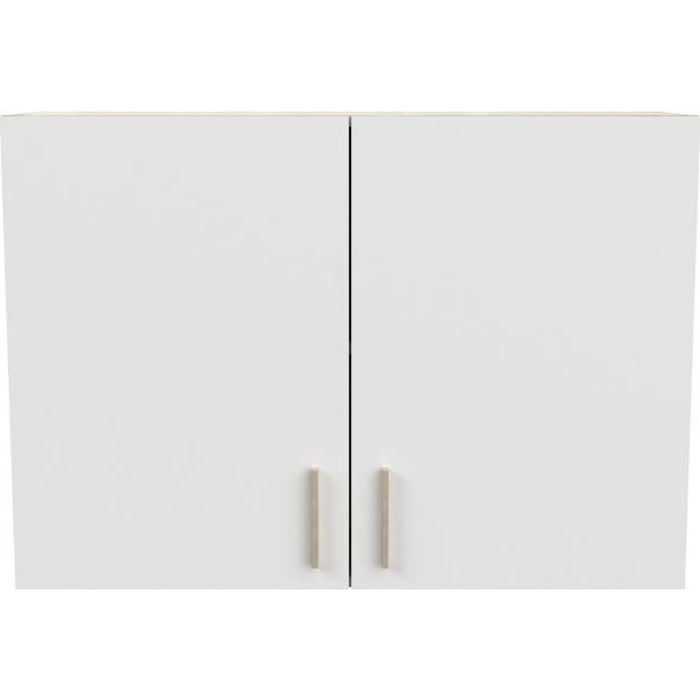meuble haut de cuisine 2 portes coloris chêne kronberg, blanc - longueur 100 x hauteur 70 x profondeur 30 cm