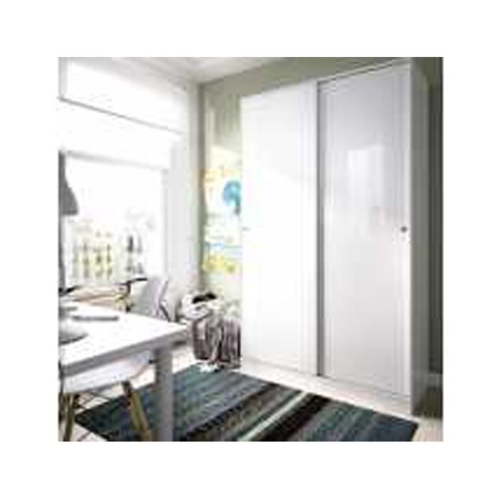 Armoire Avec 2 Portes Coulissantes Coloris Blanc Brillant Dim