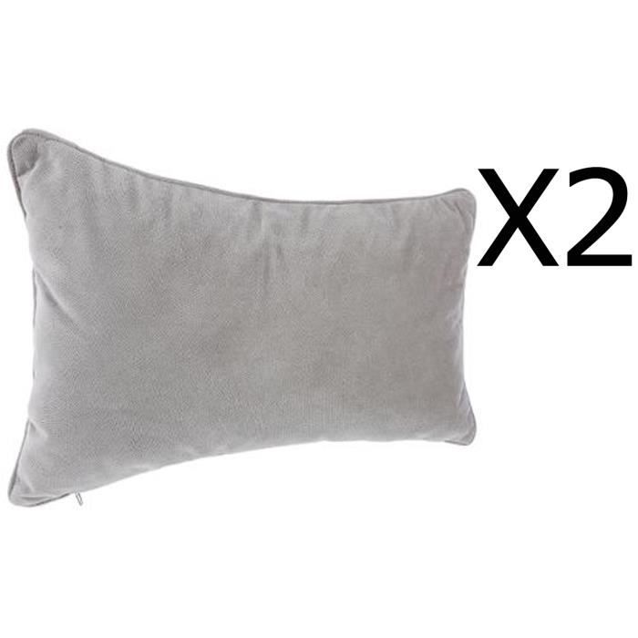 Lot de 2 coussins rectangulaires 100% polyester coloris gris clair - Dim : L.50 x l.30 cm Lot de 2 coussins rectangulaires 100% polyester coloris gris clair - Dim : L.50 x l.30 cm