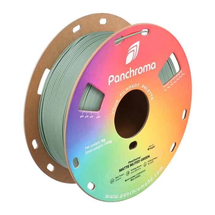 Filament dimpression 3D - POLYMAKER - Panchroma PLA Matte - PLA (bioplastique) - Muted Green - Fini mat