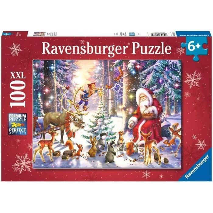 Puzzle Noël en forêt Ravensburger - 100 pièces XXL - Rouge - Paysage et  nature - Cdiscount Jeux - Jouets