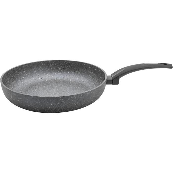 Hawkins Poêle à frire profonde en céramique antiadhésive avec couvercle en verre pour induction Kadhai 2,5 l Granite Kadai (ICK25G