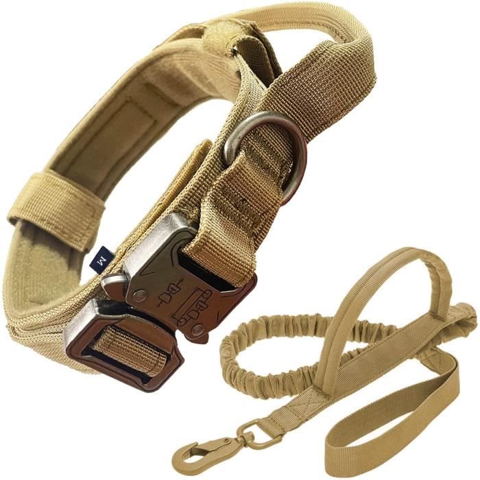 K9 Collier tactique pour chien avec poignée, collier réfléchissant réglable  avec