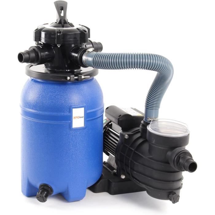 Filtre à Sable WilTec 550W Pour Piscine Hors-Sol - 18 000 L/h - Vanne 5 Positions - Pompe Auto-amorçante