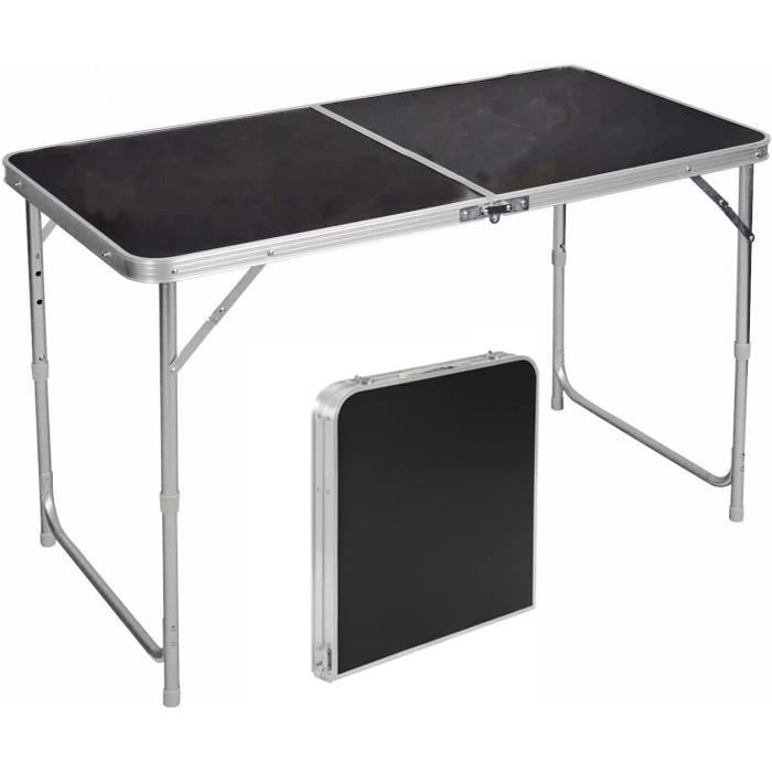 Table De Camping Pliante, Table Pliante D'extérieur, Table De Jardin Table De Pique Nique Hauteur Reglable Portable Legere Sac De Rangement Aluminium Charge 50 Kg
