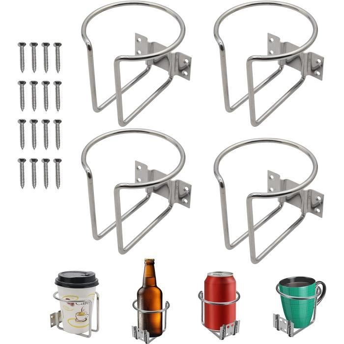 Lot De 4 Porte-Gobelets Inox Universels – Pour Table De Poker, Camping-Car, Bateau 68x55mm