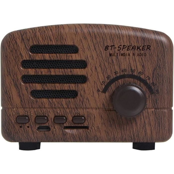 Mini Enceinte Bluetooth Fuyin R917-B – Design Rétro Brun – Radio FM – NEUF