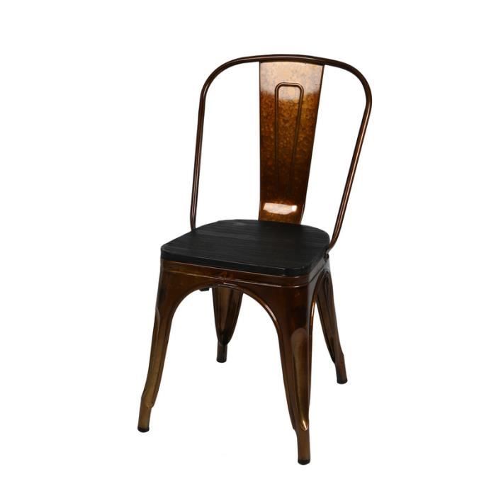 chaises - lot de 4 chaises en métal "liv" - marron mate - l 36 x l 45 x h 84 cm