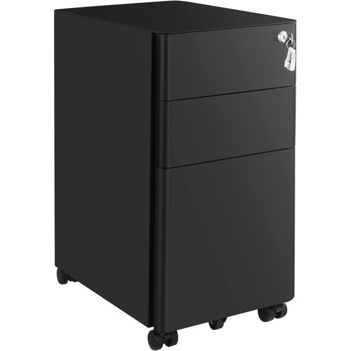 Caisson de Bureau - VASAGLE - Placard de Rangement Mobile - Noir - 30 x 46 x 59 2 cm - Avec Roulettes et Serrure Caisson de Bureau - VASAGLE - Placard de Rangement Mobile - Noir - 30 x 46 x 59 2 cm - Avec Roulettes et Serrure