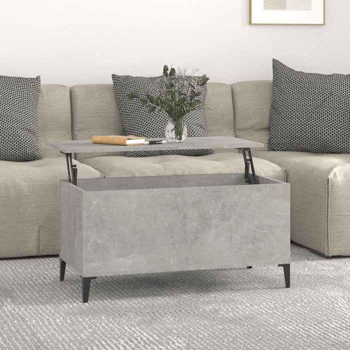 vidaXL Table basse Gris béton 90x445x45 cm Bois dingénierie 819592