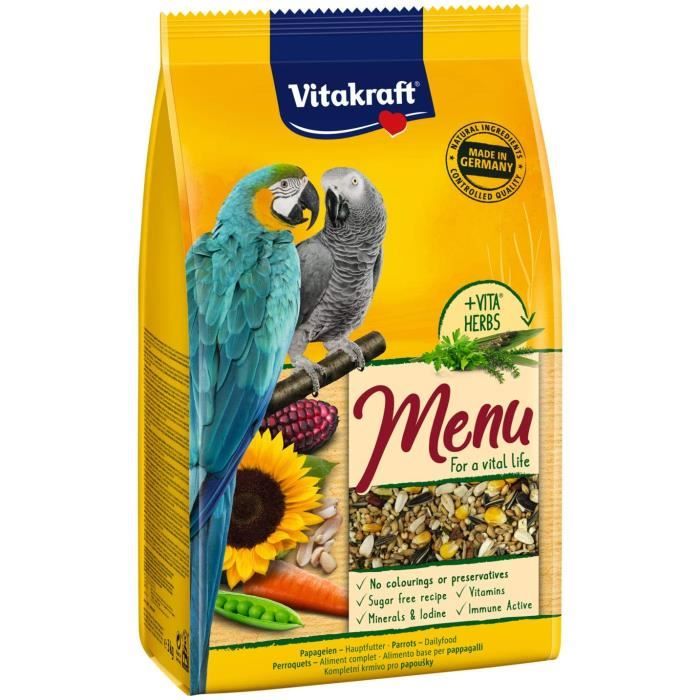 Vitakraft Menu Perroquets Alimentation Premium pour Oiseau - Sachet fraîcheur de 3 kg - 21437