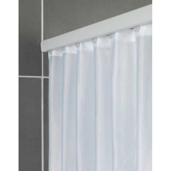 WENKO Barre rideau de douche extensible Era, Tringle rideau de douche, fixation sans perçage, Aluminium, 125-210x2x3,5 cm, blanc