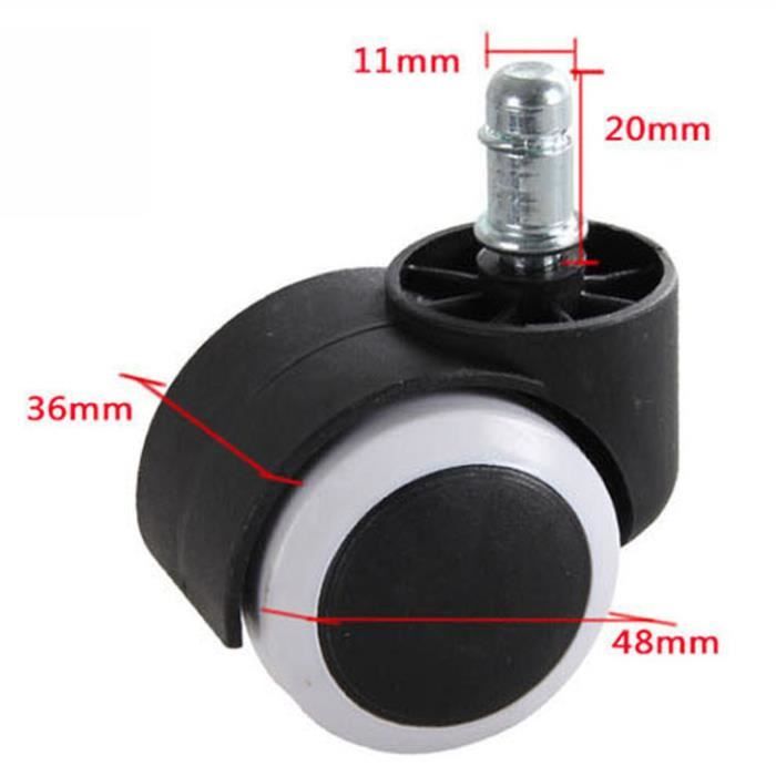 5 Roulettes Silencieuses NIANXINN 2 Pouches - Pour Chaises De Bureau, Meubles - Charge 150kg - Noir