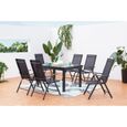 Salon de jardin - 6 places - BRESCIA  - Concept Usine - extensible - Aluminium - Table Rectangle - 6 fauteuils - contemporain - Gris-1
