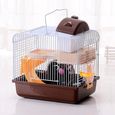 Cage à Hamster avec accessoires, à 2 niveaux, antidérapant pour petits animaux, Habitat, grotte, Chi Brown-1
