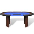 Table de poker pour 10 joueurs - vidaXL - Bleu - Surface en feutre rembourrée - 9 porte-gobelets-1