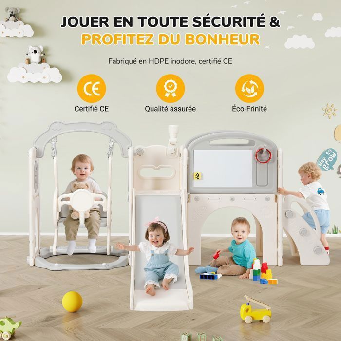 Toboggan Balançoire 5 En 1 Pour Enfant – Structure Avec Télescope, Rangement Et Escaliers, Intérieur/extérieur