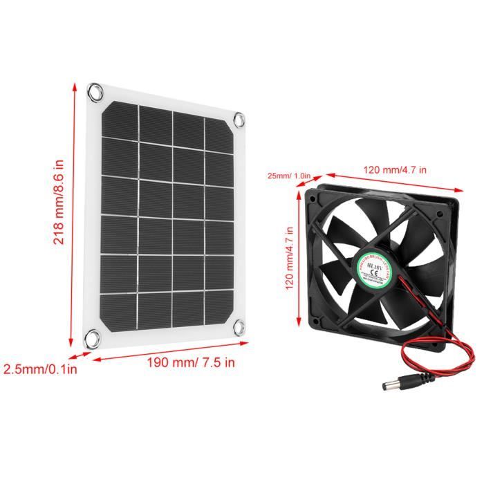 Ventilateur d'extraction solaire Portable de 5 pouces, 10W, 12V