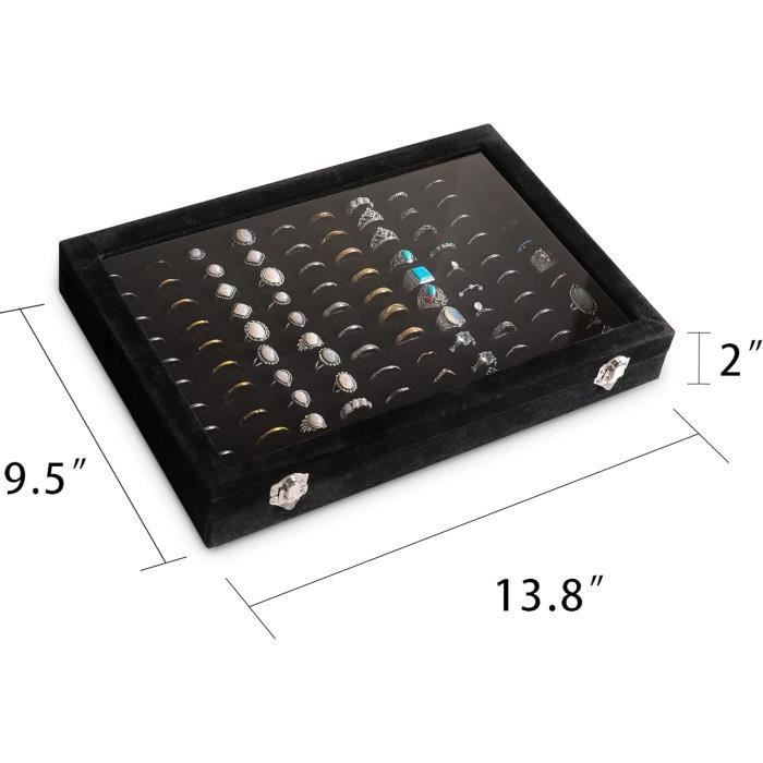 Boîte De Rangement Premium Pour Bagues Et Bijoux - 100 Emplacements, Avec Couvercle, Neuve