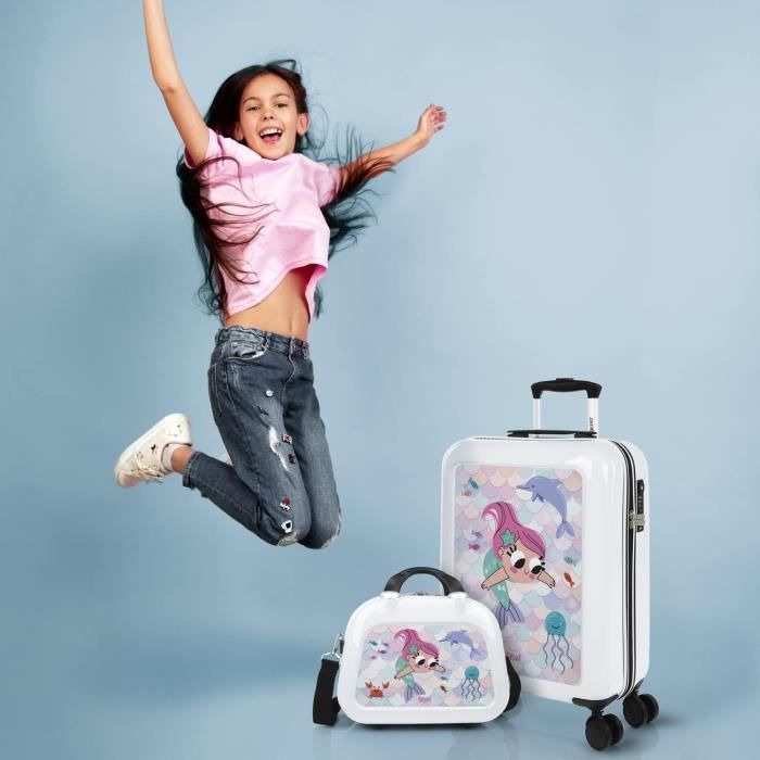 HTgroce Valise Enfant Et Cartable Fille Primaire, Bagage à Main Pour Enfants Filles, Cabine Enfant Avec 4 Roues Pivotante à 360° Bagages
