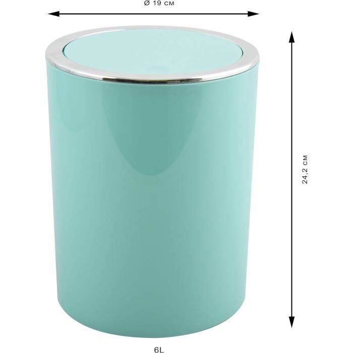 Spirella Design Poubelle Push „Etna" HIPS Salle De Bains 7 Litres à Couvercle Pivotant Poubelle