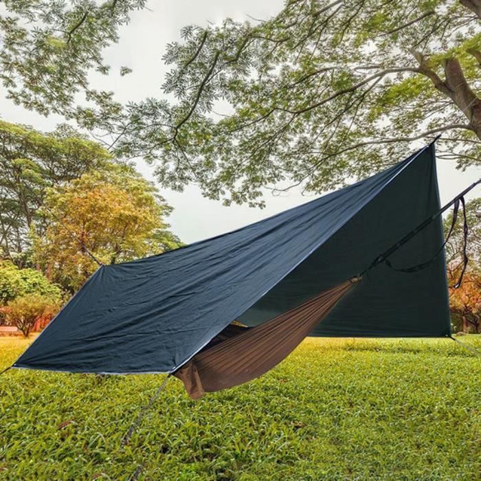 Bâche d'abri de camping de bâche de tente de pluie de hamac imperméable  avec l'oeillet d'angle, la corde, les piquets Vert