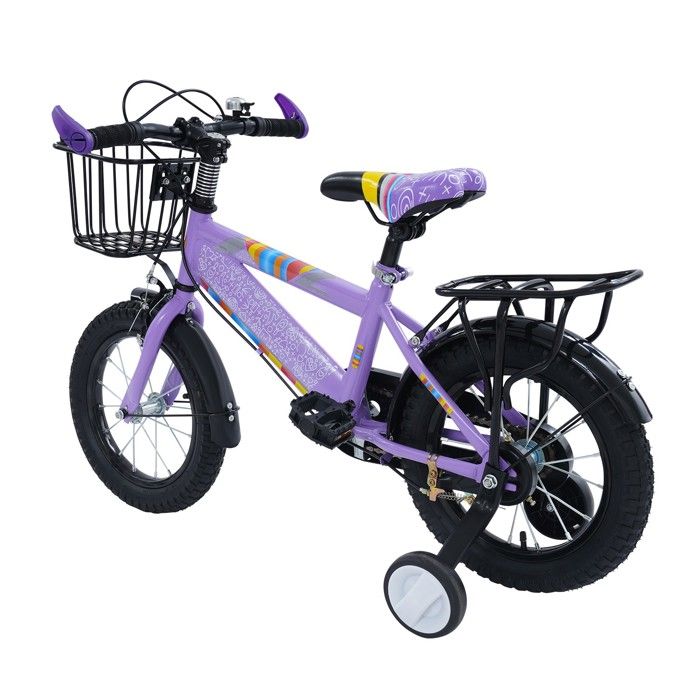 Vélo Enfant 14 Pouces Avec Roues Stabilisatrices | Panier Rose, Guidon Et Selle Réglables | Freins Avant Et Arrière | Pour Filles Et Garçons De 3 à 5 Ans (max 35 Kg)