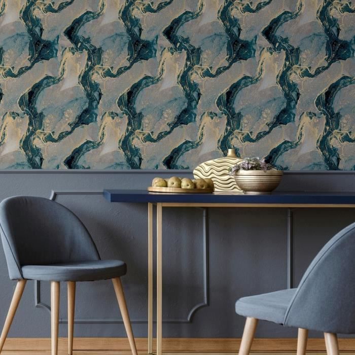 Papier peint - ARTHOUSE - 693404 - Marbre bleu sarcelle - Effet ...