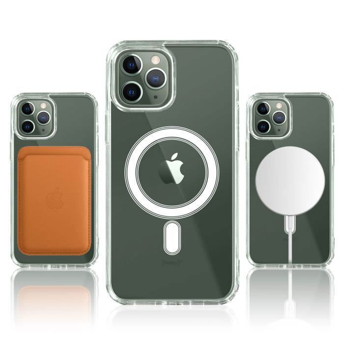 Coque MagSafe iPhone 13 Pro Max Antichoc avec Cercle magnétique Transparent  Blanc - Cdiscount Téléphonie
