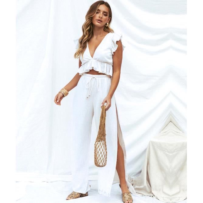 Ensemble femme crop top pantalon new arrivals