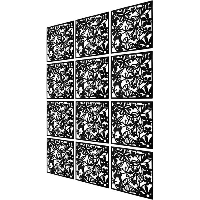 Paravents Muraux Papillons – Lot De 12 Panneaux Suspendus – Séparateur De Pièce, Décoration Chambre, Hôtel, Boutique – Noir