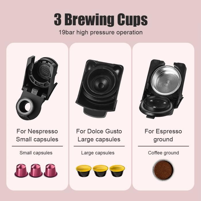 19 bars Machine à café électrique 2 en 1-machine à espresso et une machine  à capsules-3 adaptateurs - Cdiscount Electroménager