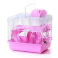 Cage à Hamster avec accessoires, à 2 niveaux, antidérapant pour petits animaux, Habitat, grotte, Chi Brown-3